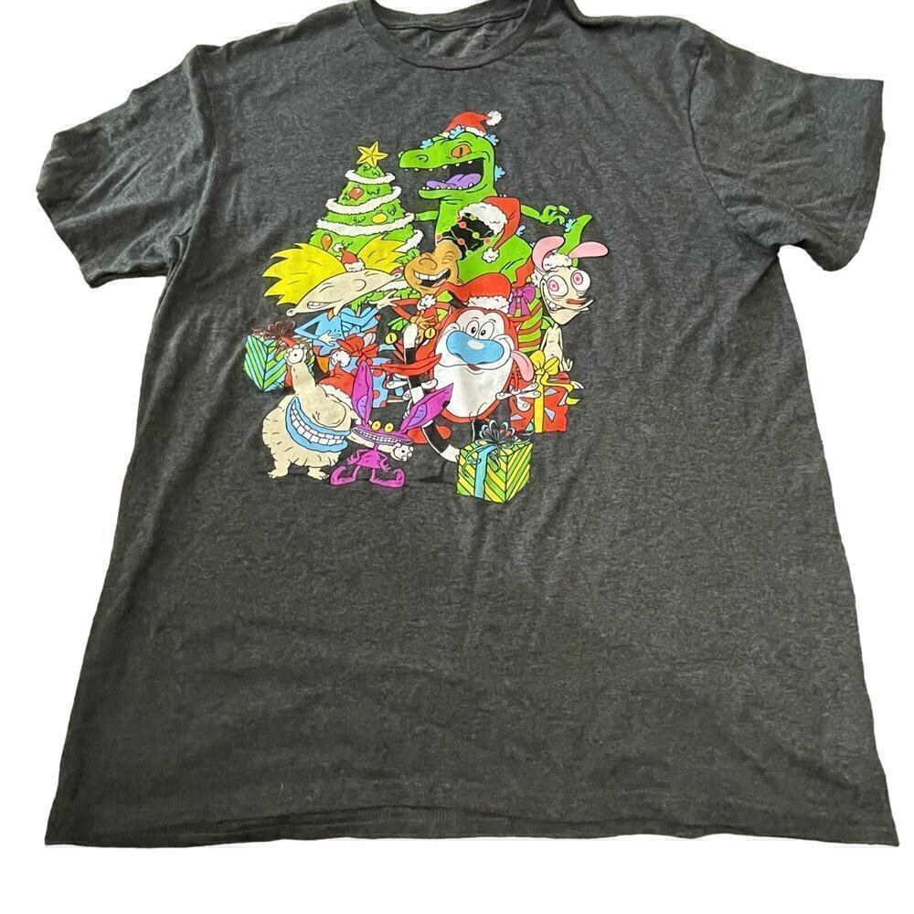 Nickelodeon Gang Christmas Shirt Size Large Rugrats Reptar Hey Arnold Ren Stimpy